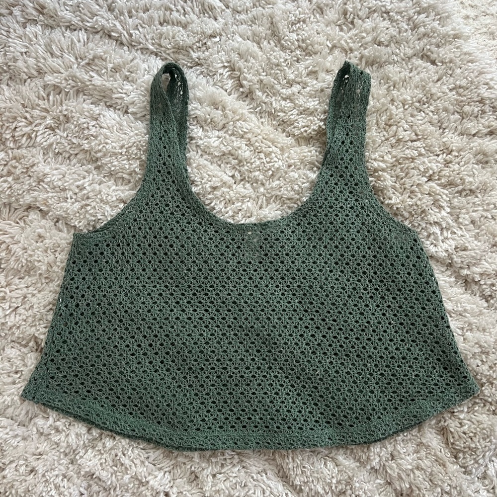 Green Crochet Crop Top